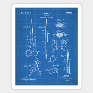 Hair Scissors Patent - Salon Art - Blueprint Sticker